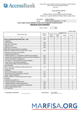 Realistic Azerbaijan Access bank (azerbaijani) statement word example